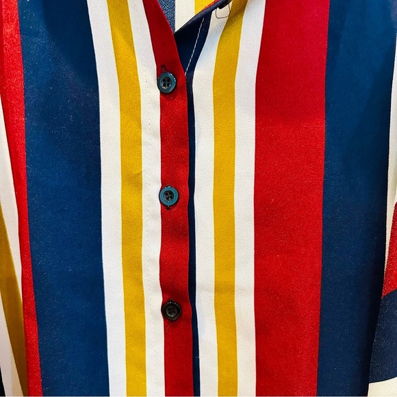 Free size long top in Maroon, Blue, Mustard stripes - Picture 3 of 3